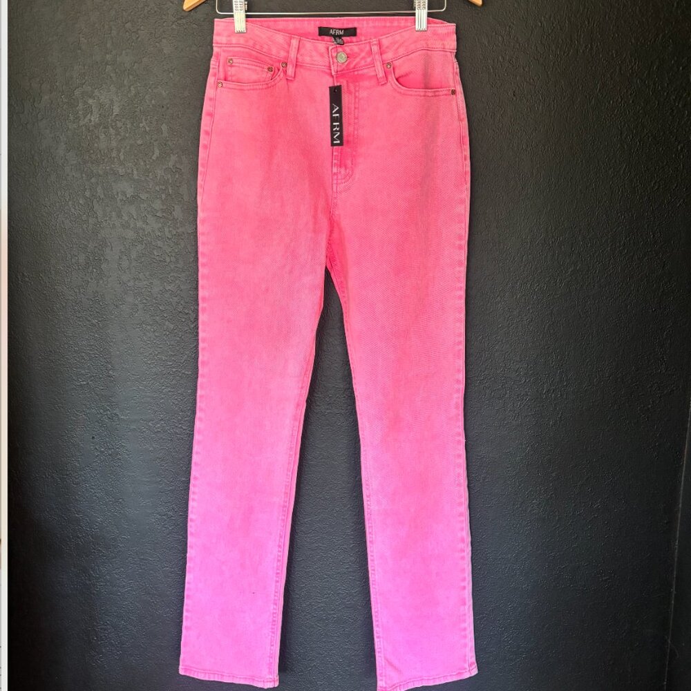 NWT - Anthropologie Heston Cotton High Rise Straight Leg Pink Jeans (Size: 27) - Picture 5 of 9